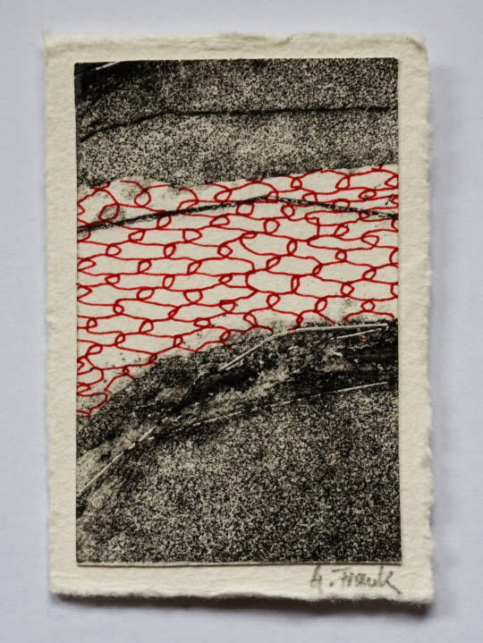 Radierung mit Zeichnung von Gisela Frank