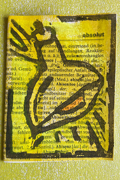 Linoldruck übermalt von Katinka Molde