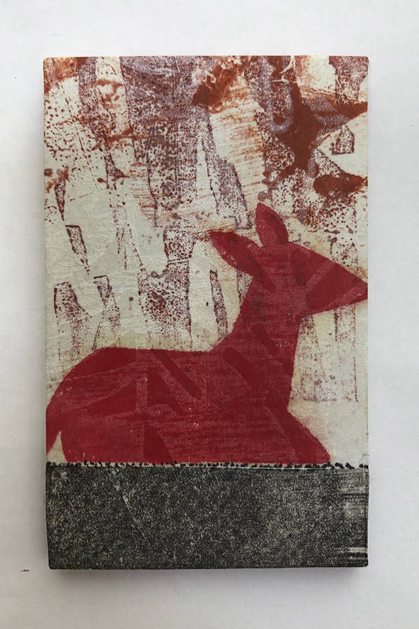 Holzschnitt/Collage von Anneliese Hirschvogl