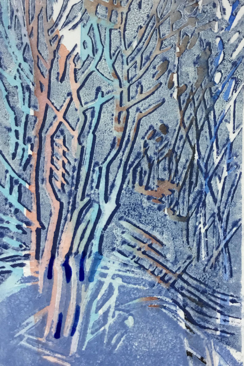 farbiger Holzschnitt von Liliana Mesmer